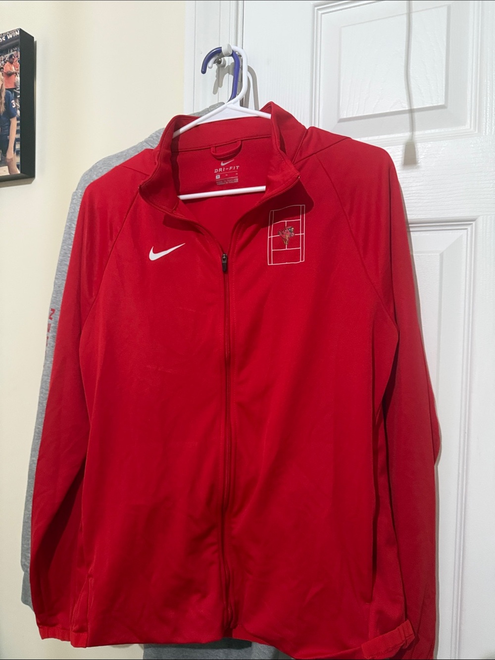 Nike Red Full-Zip Athletic Jacket with White Logo